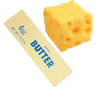 Cheese Squishy, Soft CheeseSquishy Stress Relief Block, Realistic CheeseShape Slow-Rebound Sensory Fidget Toy, Soft Squeeze Decompression Stress Toy (6CM Cheese+Butter)