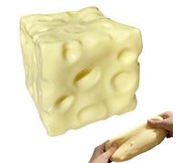 Cheese Squishy Stress Ball, 6cm Realistic Cheese Design Soft Squeeze Toy, Light Yellow Squishy Stress Relief Fidget Toy For Adults Kids