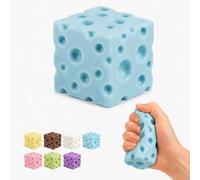 Cheese Squishy Toy, Slow Rising Cheese Stress Relief Ball, Fidget Squishy for Adults, Squeeze Anxiety Relief Desk Toy（Blue）