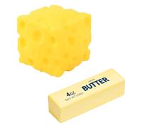 Cheese Squishy | Various Shapes Big Brain Cheese Stress Ball Realistic Design | Anxiety Relief Fidget Toy Sensory Toys For Adults & Kids (Cheese + Butter)