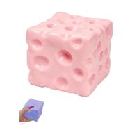 Cheese Squishys Stress Relief Fake Food Sugar Squish Ball Cube Slow Rebound Squeeze Soft Rubber Block Shapeable Sensory Fidget Novelty for Office Stocking Stuffer Birthday (Pink)