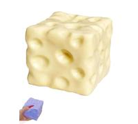 Cheese Squishys Stress Relief Fake Food Sugar Squish Ball Cube Slow Rebound Squeeze Soft Rubber Block Shapeable Sensory Fidget Novelty for Office Stocking Stuffer Birthday (Yellow)