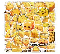 Cheese Stickers 50 Pcs Vinyl Funny Dairy Food Stickers for Water Bottle Laptop Skateboard Scrapbook Luggage Car Helmet Bike Computer,Waterproof Trendy Cute Sticker for Adults Girls Boys