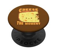 Cheese The Moment Funny Pun Cute Cartoon Cheese PopSockets Adhesive PopGrip
