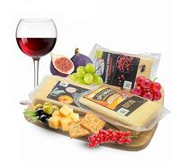 Cheese Wedges & CheeseBoard Gift Set - A Selection of 3 x 150g Applewood, Wensleydale, Cheddar with Onion Sage and Cheese Board for Serving. Cheese Gift Set for Birthday Gifts, Food Hamper