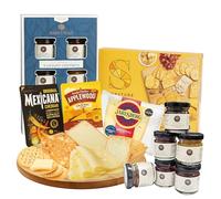 Cheese Wedges, Chutney & Crackers Selection - Cheeseboard Assortment of 3 x 185g Smoky, Chilli Cheddar, 6 Assorted Flavour Chutneys & 200g Cracker Mix. Great for Cheese Gifts, Birthday Gifts