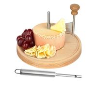 Cheese Wheel Cutter Device, Manual Hand Slicer with Wooden Base for Even Slicing and Versatile Rasping, Chocolate and Cheese Slicer with Curling Function - For Cafe, Household, Dessert Shops, Parties