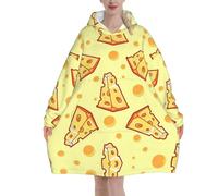Cheese,Women's Oversized Wearable Blanket Hoodie, Blanket Sweatshirt,Flannel Pullover Blanket