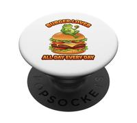 Cheeseburger Addict Funny Food Frog Burger Lover Humor PopSockets Adhesive PopGrip
