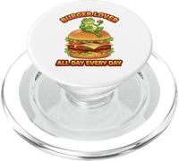 Cheeseburger Addict Funny Food Frog Burger Lover Humor PopSockets PopGrip for MagSafe