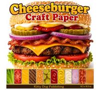 Cheeseburger Craft Paper: 8.5 x 8.5 Inch Scrapbooking & Junk Journal Pages: 100 Single-Sided Photorealistic Food Layers + Bonus Cut-Outs