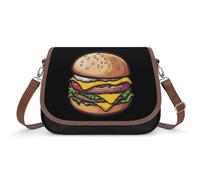 Cheeseburger Hamburger Burger Funny Food Crossbody Bags for Women Leather Tote Bag Travel Purse Shoulder Bag for Work Shopping