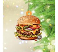 Cheeseburger Hamburger Hanging Ornaments Veggie Burger Vegan Sandwich Christmas Tree Ornament Keepsake MultiColor Junk Food Acrylic Christmas Bauble for Holiday Christmas Tree Party Decorations
