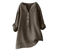 Cheesecloth Long Sleeve Tops Women Y2k Loose Button Down Blouses Top Solid Stand Collar Casual Ladies T Shirts Women's Tshirts Plus Size T-Shirts 26/28 Clearance Holiday (240322A-Coffee, XXXXXL)