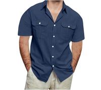 Cheesecloth Shirts Short Sleeve Tops for Holland Football Blouses Mens Light Summer Shirts Short Sleeve Hoodie Button Up Blouses Mens Linen Jackets UK Beach Shirt