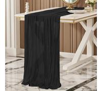Cheesecloth Table Runner Black, 300 x 90 CM, Bohemian-style Gauze Rustic Gauze Fabric Tablecloth, Perfect for Kitchen Table Decorations at Weddings, Parties, Baby Showers, Bridal Showers