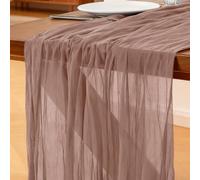 Cheesecloth Table Runner Dusty Pink, 300 x 90 CM Bohemian-style Gauze Rustic Gauze Fabric Tablecloth for Wedding, Birthday Parties, Baby Showers, Christmas and New Year's Eve Table Decoration
