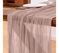Cheesecloth Table Runner Dusty Pink, 300 x 90 CM Table Runner Bohemian-style Gauze Rustic Gauze Fabric Tablecloth for Wedding, Parties, Christmas and New Year's Eve Table Decoration