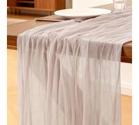 Cheesecloth Table Runner Light Dusty Pink, 300 x 90 CM Table Runner Bohemian-style Gauze Rustic Gauze Fabric Tablecloth for Wedding, Parties, Christmas and New Year's Eve Table Decoration