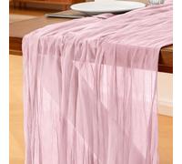 Cheesecloth Table Runner Light Pink, 300 x 90 CM Table Runner Bohemian-style Gauze Rustic Gauze Fabric Tablecloth for Wedding, Parties, Christmas and New Year's Eve Table Decoration