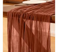 Cheesecloth Table Runner Rust Red , 300 x 90 CM, Bohemian-style Gauze Rustic Gauze Fabric Tablecloth for Wedding, Birthday Parties, Baby Showers, Christmas and New Year's Eve Table Decoration