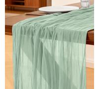 Cheesecloth Table Runner Sage Green, 300 x 90 CM Table Runner Bohemian-style Gauze Rustic Gauze Fabric Tablecloth for Wedding, Parties, Christmas and New Year's Eve Table Decoration