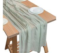 Cheesecloth Table Runner, Sage Green Cheesecloth Table Runner Rustic Gauze Fabric 90x300cm Boho Table Runner Cheesecloth Table Runner for Wedding Bridal Shower Birthday Party Table Decoration (Green)