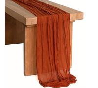 Cheesecloth Table Runner, Terracotta 75x405cm Red Gauze Fabric Table Runners, Semi-Sheer Wedding Table Runner, Boho Table Runners for Wedding Table Decorations Birthday Holiday Party