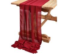 Cheesecloth Table Runner White Chiffon Table Runner Wedding Decoration Birthday Party Christmas Thanksgiving Halloween Events(Wine red,30X300cm)