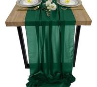 Cheesecloth Table Runner White Chiffon Table Runner Wedding Decoration Birthday Party Christmas Thanksgiving Halloween Events(Dark green,70x1000cm)