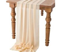 Cheesecloth Table Runner White Chiffon Table Runner Wedding Decoration Birthday Party Christmas Thanksgiving Halloween Events(Apricot,70x1000cm)