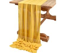 Cheesecloth Table Runner White Chiffon Table Runner Wedding Decoration Birthday Party Christmas Thanksgiving Halloween Events(Ginger,70x600cm)