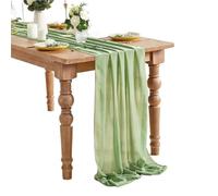 Cheesecloth Table Runner White Chiffon Table Runner Wedding Decoration Birthday Party Christmas Thanksgiving Halloween Events(Light green,30X180cm)