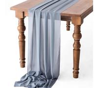 Cheesecloth Table Runner White Chiffon Table Runner Wedding Decoration Birthday Party Christmas Thanksgiving Halloween Events(Greyish blue,30X180cm)