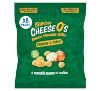 CheeseO's Crunchy Baked Cheddar Bites - Cheese & Onion 40g (Pack of 8) - Keto Snacks - 16g Protein- Low Carb - Vegetarian - Gluten Free