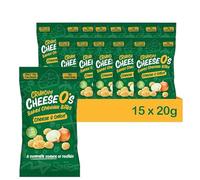 CheeseO's Crunchy Baked Cheddar Cheese Onion Crisps Pack of 15x20g - Cheddar Bites, Keto Snacks, High Protein Snack, Baked Crisps Low Carb Gluten Free Vegetarian Savoury Snack
