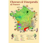Cheeses and Vineyards of France Colourful Map - Size A1 (84.1 x 59.4 cm) | Paper Laminated