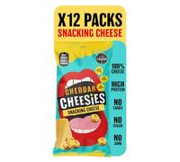 CHEESIES | Crunchy Snacking Cheese | Cheddar | 100% Cheese | Keto Snack, Sugar Free, Gluten Free, No Carb | High Protein and Vegetarian | Crunchy, Baked and Tasty | Multipack | 12 x 20g Bags