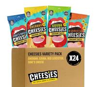 CHEESIES | Crunchy Snacking Cheese Keto Snack | Variety Pack | 100% Cheese | Sugar Free, Gluten Free, No Carb | High Protein and Vegetarian | Crunchy, Baked and Tasty | Multipack (20 g (Pack of 24))