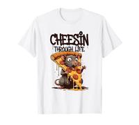 Cheesin Through Life Funny Rat Pizza Pun T-Shirt