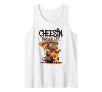 Cheesin Through Life Funny Rat Pizza Pun Tank Top
