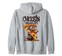 Cheesin Through Life Funny Rat Pizza Pun Zip Hoodie