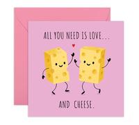 Cheesy Anniversary or Valentinesday Card - “Love and Cheese” Romantic Card for Cheese Lovers, Partner, Boyfriend, Girlfriend, Fiance, Wife, Husband, Babe, Darling - Sweet - Comes with Stickers