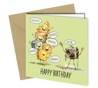 Cheesy Birthday Card with Cartoon Camera Saying Say Cheese, Illustrated Card #1592