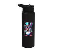 Cheesy Kitsch Aesthetic Penguin Lover Stuff Retro Penguin Stainless Steel Insulated Water Bottle