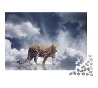 Cheetah 1000 Piece Adult Jigsaw Puzzles Snow Leopard Festive Gifts Family Challenging Educational Challenge Home Decoration for Adults Gifts Ideas 1000pcs (75x50cm)