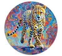 Cheetah 1000 Pieces Round Puzzle Creative Animal Seeking A Challenging And Relaxing Activity Games for Adults And Kids 1000pcs (67.5x67.5cm)