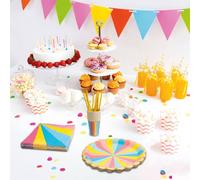 Cheetah 40 Piece Party Tableware Set Rainbow | Size: 1 Pack Cheetah Multicolor 1 Pack