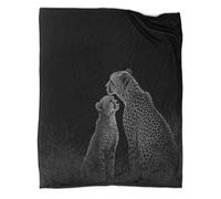 Cheetah And Cub Leopard in The Rain Blanket,Scratch Board Style Perfect Sofa Bed Cover 80x90inch(200x230cm),soft And Comfortable to The Touch,suitable for Keeping The Whole Family Warm