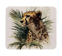 Cheetah And Palm Leaves Desk Mat Non-Slip Rubber Base Mouse Mat Portable Mouse Pad For Office Pc Home 25X30Cm